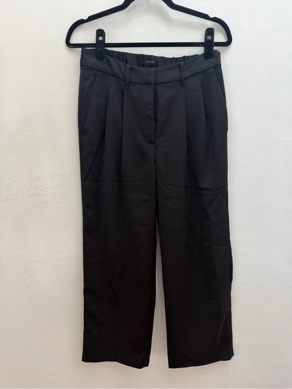 Quince Black Women's Pleated Wide-Leg Trousers